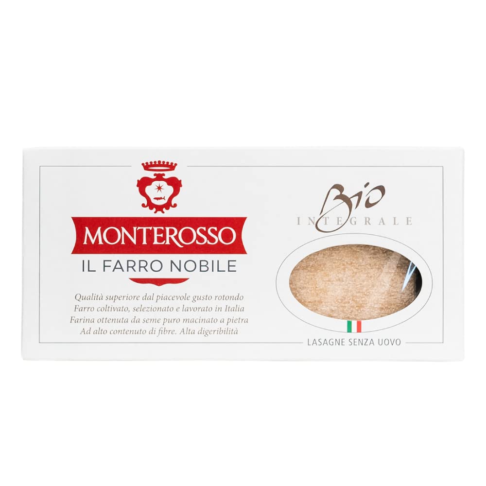 Lasaña de espelta ecológica 4 paquetes de 250g - pasta seca-cereal ecológico - producido en Italia - integral, nutritiva, rica en fibra y proteína - Farro Triticum dicoccum