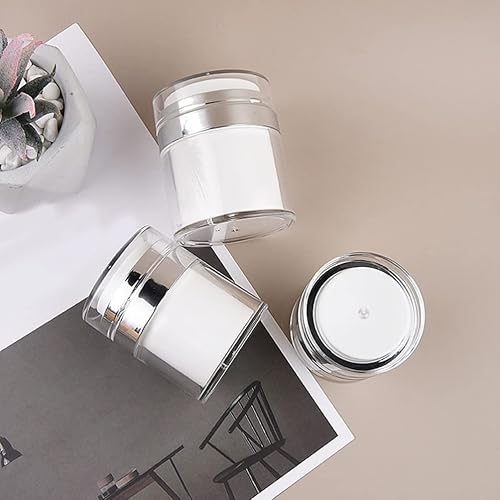 Vista 46 de FRCOLOR 4 botellas de bomba sin aire de 1.0 fl oz botellas recargables de loción de viaje botellas de prensa al vacío tarro de crema fundación 4