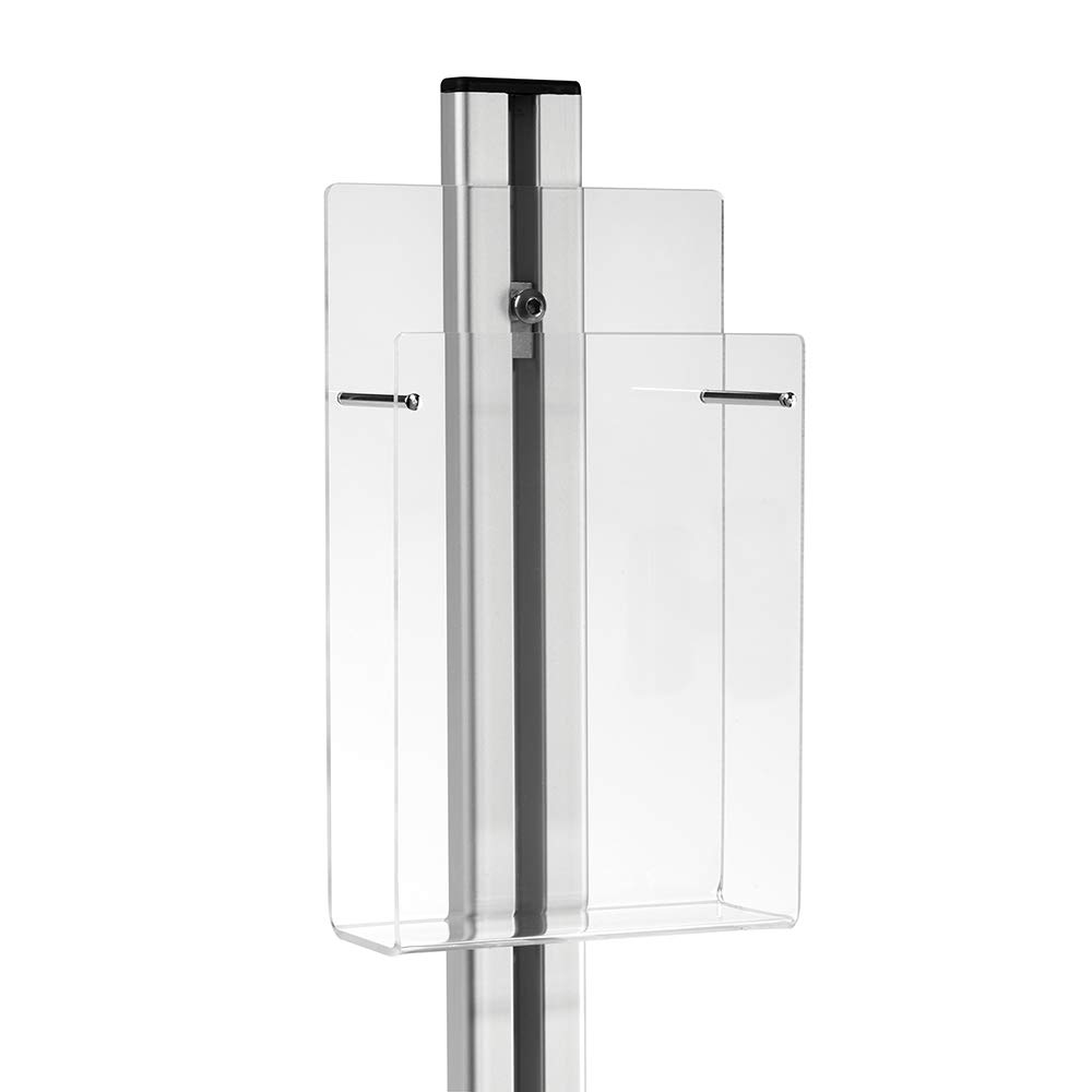 Zeigis - DIN Lang Bodenprospektständer Hochformat mit einem Fach | 43mm Fülltiefe, glasklares Acrylglas und eloxiertes Aluminium, Gummibumper verhindern ein verkratzen der Standfläche