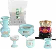 Amazon｜仏具セット 青磁 金蓮 陶器 5点+おりんセット 香炉灰