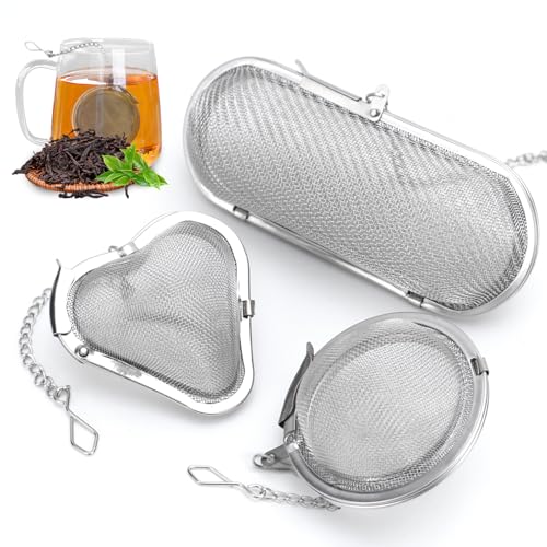 IIRC 3 Stück Gewürzei Gewürzsieb zum Mitkochen Edelstahl Gewürzkugel mit kette für Losen & Mulling Gewürze Tee Sieb