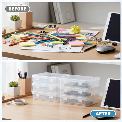 Image of Jetec 6 Pieces Mini Plastic Clear Beads Storage Containers Box for Collecting Small Items, Beads, Jewelry, Business Cards, Game Pieces, Crafts (5.9 x 5.9 x 1.5 Inch)