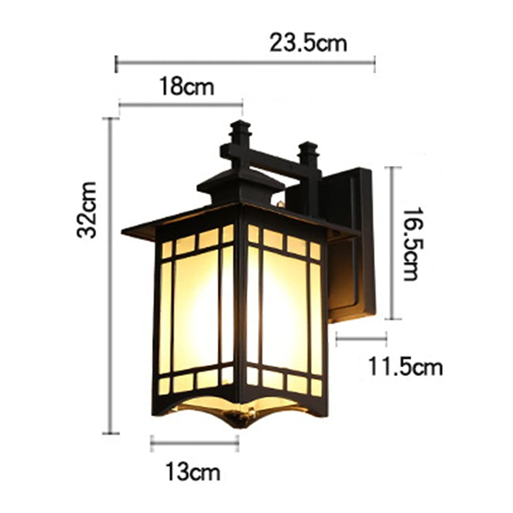 lampy wiszące, Matowa, czarna, antykorozyjna lampa ścienna z kloszem szklanym, oprawka E27 do przedpokoju i na werandę