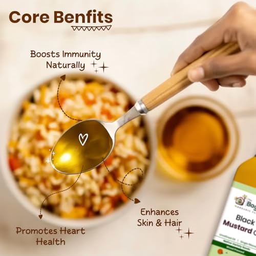 Image of The Bagdis Wood Pressed Black Mustard Oil | Cold Pressed | 100% Natural & Pure | Rich Aroma | For Cooking & Skin Care 1L (1L)