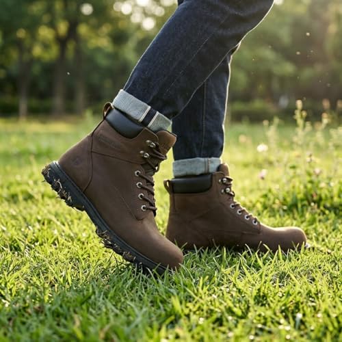 TINLIMHOM Comfort Work Boots for Men Soft Toe Boots Waterproof Slip-Resistant Shoes with High Arch Support & Cushion PU Insole for Warehouse, Factory Workers (DK Brown, Adult, Men, 13, Numeric, US Footwear Size System, Medium) - image 2