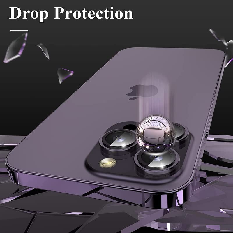 Image of [Upgraded Camera Lens Protector For iPhone 14 Pro Max /For iPhone 14 Pro, [Keep Original Camera] Metal Individual Tempered Glass Camera Screen Protector Lens Cover Accessories, 1 Set (Black)