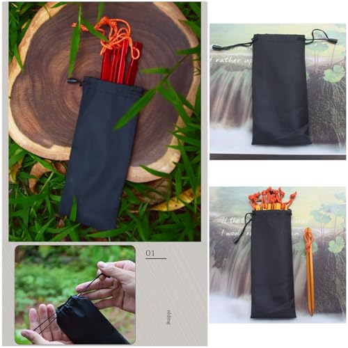 Bolsa para Estacas de Tienda de Campaña de Aluminio 6 Piezas con Cordón Negro 8.46 x 3.54 pulgadas miniatura 5