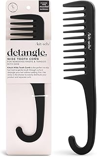 Kitsch Wide Tooth Detangler Comb - Curved Handle for Curly, Wet & Thick ...