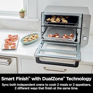 Ninja Double Stack XL Countertop Oven Air Fryer 12 in 1 Flexdoor FlavorSeal SMART FINISH with DualZone Technology Countertop Oven Air Fryer Bake Broil Reheat Pizza Stainless Steel DCT601