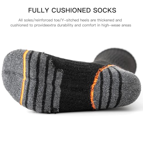 JOYNÉE 8 Pairs Mens Athletic Cushioned Crew Socks Moisture-Wicking Work Sport Socks for Running Basketball,Sock Size:10-133