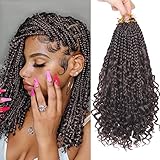 Unionbeauty 8 Packs Boho Box Braids Crochet Hair 12 Inch Short Bob Bohemian Hippie Braids with Curly...