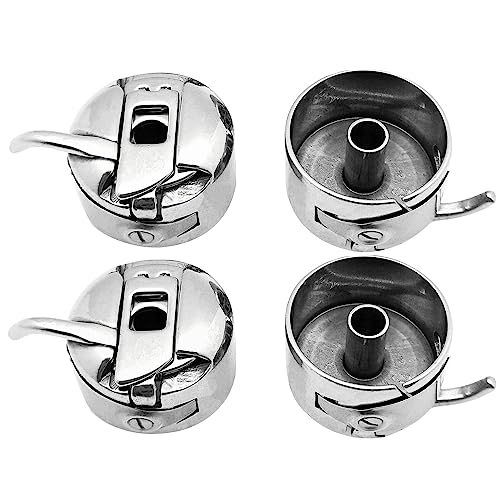 YEQIN 4 Pieces Sewing Machine Bobbin Case Stainless Steel Bobbin Case for All Front Loading 15 Class Machines