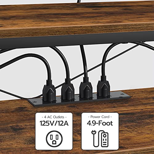 Hoobro Tv Stand With Charging Station For Tvs Up To 65", 3-Tier Media Tv Console Table With Open Storage Shelves, Industrial Tv Entertainment Center For Living Room, Bedroom, Rustic Brown Bf142Ds01 #TOP4