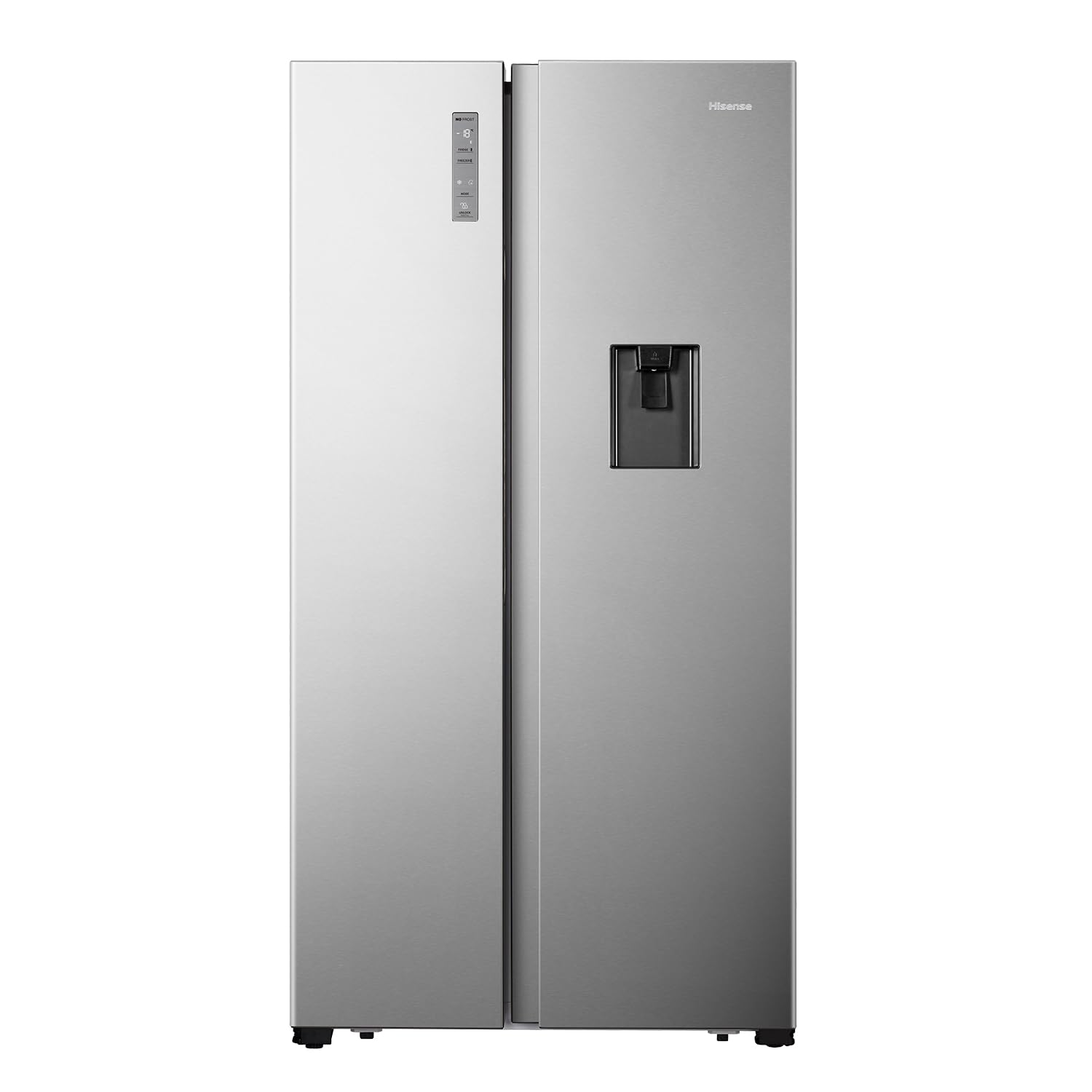 Hisense RS670N4WSU1 Side by Side Refrigerator with Water Dispenser, Inverter Compressor, No Frost Technology, Silver, 1 Year Warranty