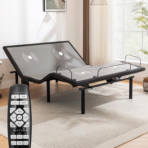 ASONLY Queen Adjustable Bed Frame with 4 Height-Adjustable...