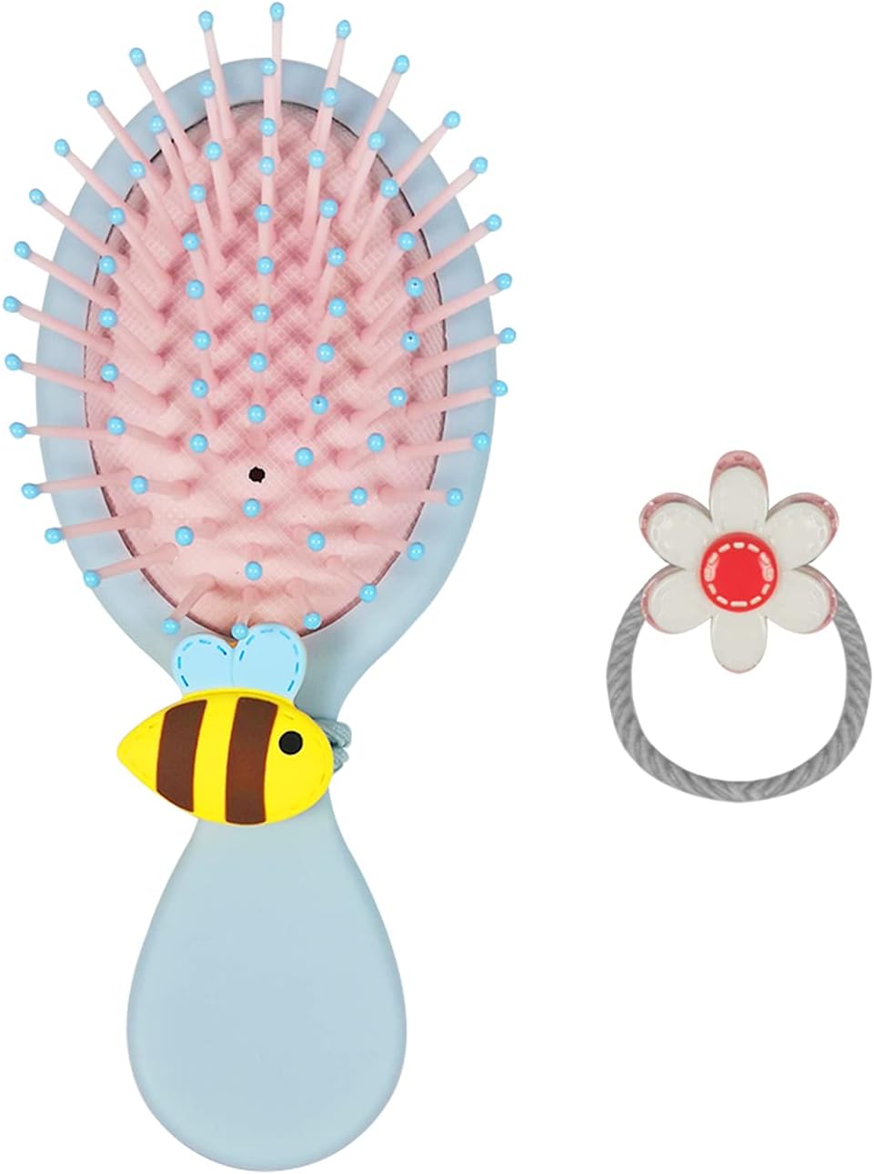Hair Brush, Portable Small Detangler Brush Roused Detangling Brush with Hair Ties for Women Girls Men Kids Gift for Outdoor Travel Wet Dry Wavy Soft Hair Head Massage