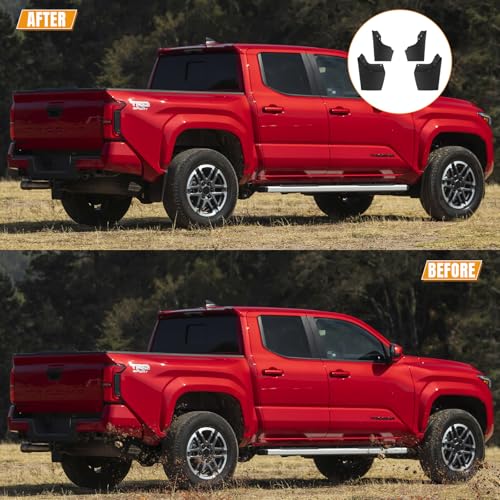 Image of Mud Flaps Compatible with Toyota Tacoma 2024 2025, Front and Rear Mud Splash Guard 4PC-Set, Driver and Passenger Sides Wheel & Tire Mudguards