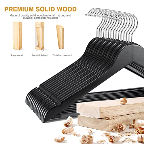 HOUSE DAY Black Wooden Hangers 30 Pack Wood Clothes