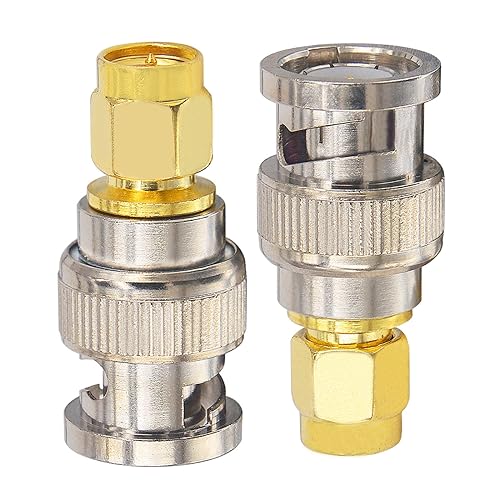 2PCS Adaptador coaxial SMA macho a BNC macho de radio RF miniatura 2