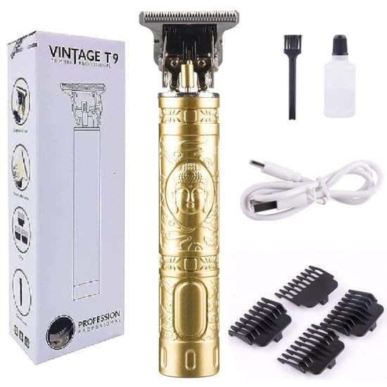 Vintage T9 Professional Hair Trimmer, Cordless Adjustable T-Blade, Rechargeable with 4 Guide Combs, 180 Minutes Runtime, Style Hair Clipper Blade For Close Precise Cut Trimming & Shaving