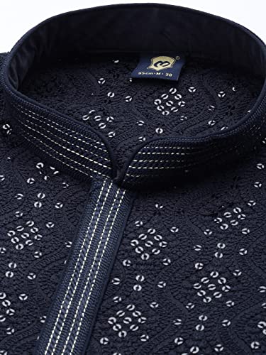 Image of Manyavar Men's Chikankari Sequin Work Kurta Set (2pcs)