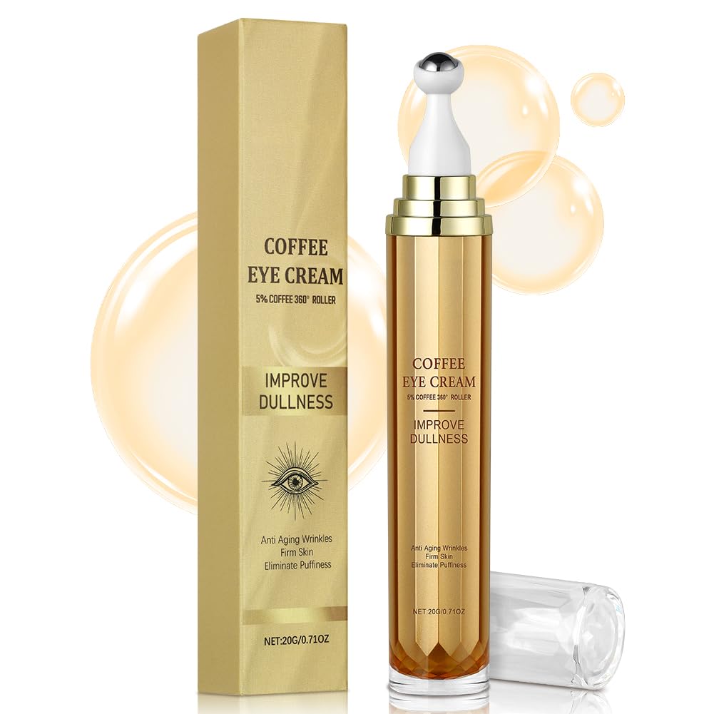 Serum do oczu dla mężczyzn i kobiet, 20 g płynów z kofeiną do oczu, serum do konturowania oczu z aplikatorem w rolce do rozjaśniania worków i cieni, przeciw starzeniu się (1 szt.)