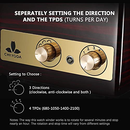 image for CHIYODA Watch Winder for Single Automatic Watches Solid Wooden Box wit
