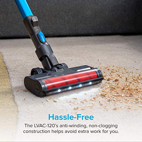 Image of Cordless Vacuum Cleaner, LEVOIT Stick Handheld Lightweight Vacuum with 150W Powerful Suction for Hardwood Floor Pet Hair Carpet Car, Rechargeable Lithium Ion Battery and LED Brush, Blue & Gray