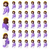 Xialvyu 30 Stück Mini Jesus Figur,3x3,5cm Kleine Jesus Figuren,Lustiges Christus Spielzeug für Kinder Religiöse Partys Taufgeschenke Ostereierfüller Sonntagsschule Basteln(Lila)