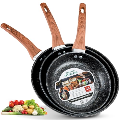 La mejor selección de Sartenes para saltear disponible en línea para comprar. 44 Sartenes Antiadherente, 3 Piezas Sartenes de 22cm/ 26cm/ 30cm con Revestimiento Antiadherente, Sartenes de Aluminio Multifuncionales para Estufas, Estufas de Inducción y Gas,...