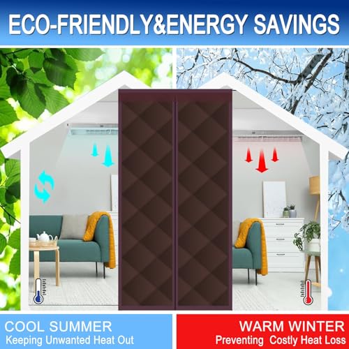 Rideau de porte thermique isolant 80x275 cm marron pour chambre