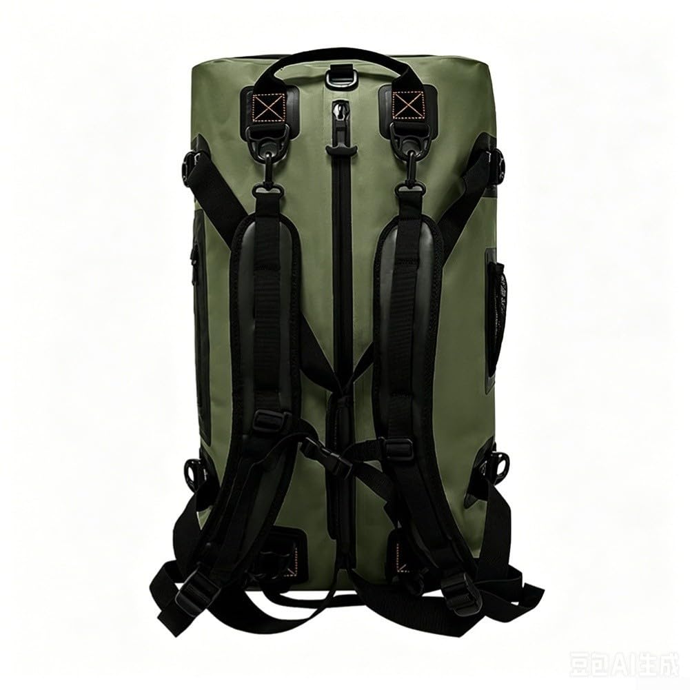 Borsa impermeabile per moto con tessuto in PVC 500D, costruzione ermetica e tasche esterne in rete per oggetti di uso frequente (60 L (40 L (34 x 25 x 53 cm) verde militare