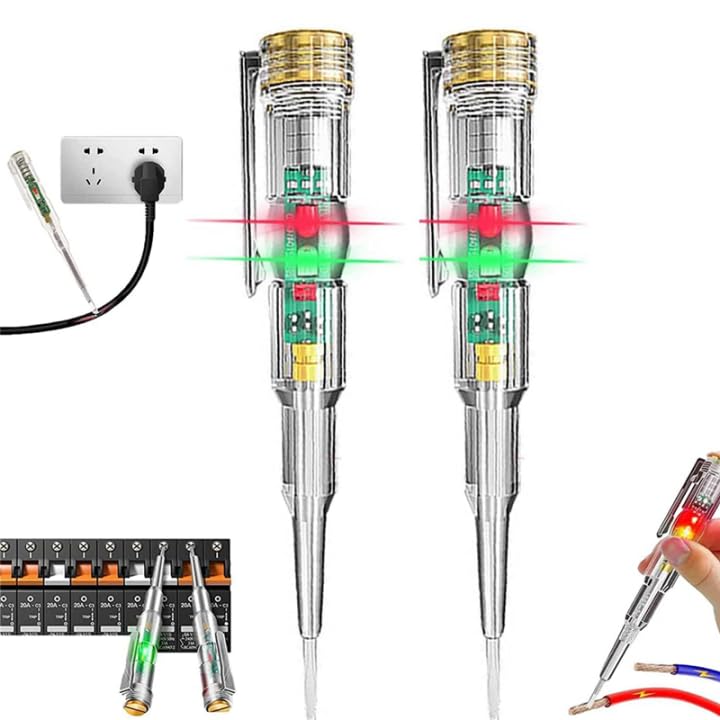 2PC Transparent Voltage Tester Pen Multi-function LED Test Pen for Neutral line/live Detection with Screwdriver for Non-Contact Electric Power Testing Voltage Tester Detector [Safety Highlighter Pen]
