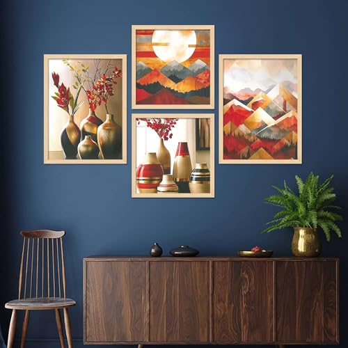 Image of BOFCONS ENTERPRISES Set of Four Framed Painting for Wall Painting Decoration, Painitngs for home Decorations, Scenery for Living Room Decor (36X24 Inches) k23