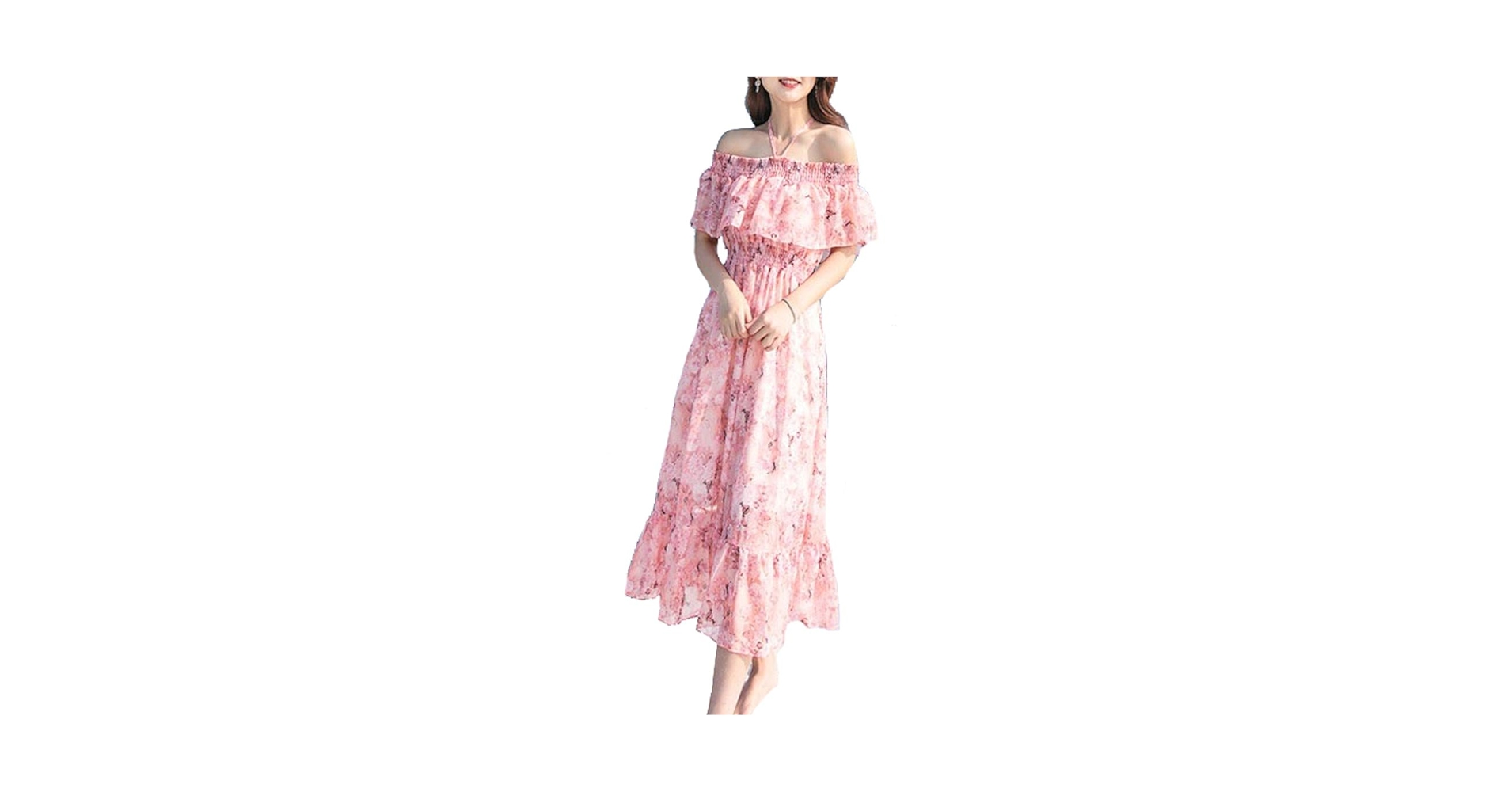 ⭐️25新作 ♡ A.L.C. 白オフショルダーロングワンピース 新品♡　030 Amazon.co.jp: ワンピース ロング丈 M ピンク 花柄