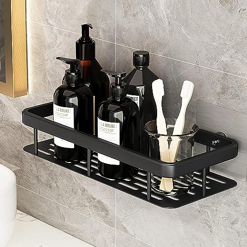 Image of Boniry 1 Pcs Aluminium Heavy Duty Self Adhesive Bathroom Shelf, Modern Style, Wall Mounted, Single Shelf, Gold Finish