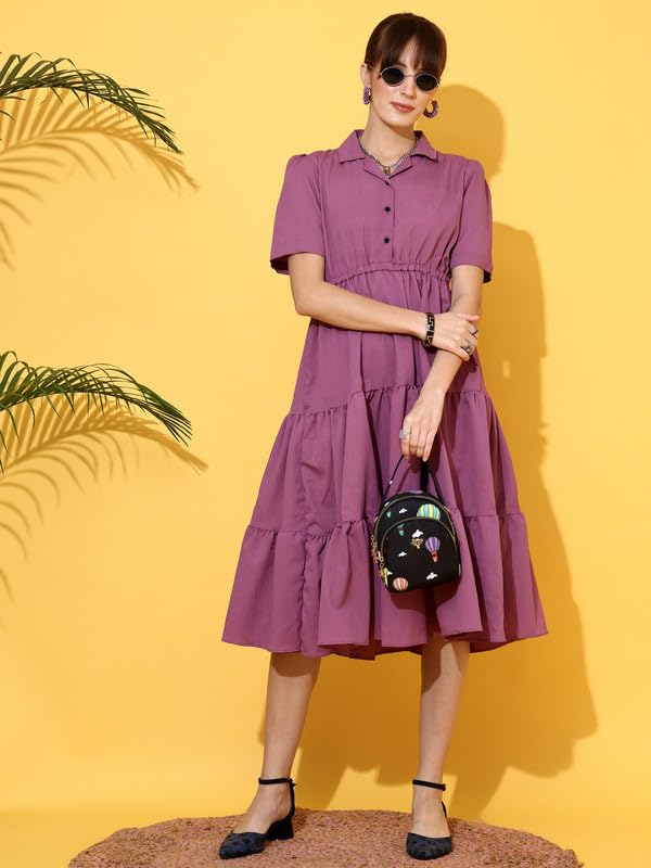Image of Sheetal Associates Women's Casual Half Sleeve Crepe Shirt Dress
