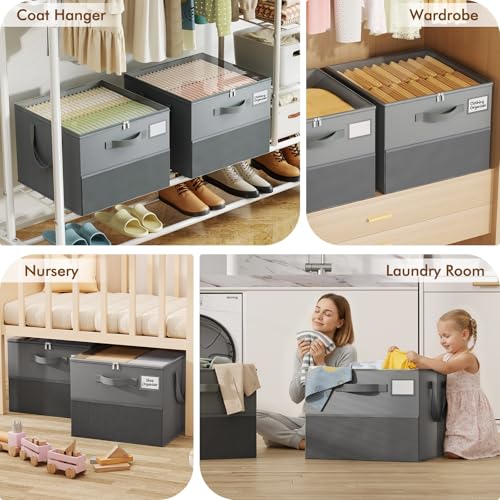 Image of Large Reinforced Shoe Organizer for Closet with Adjustable Dividers, Gray | Customizable Compartments for Sneakers, Boots, Heels, Sandals, Clothes, Towels and Toys, Versatile Cube Storage Organizer