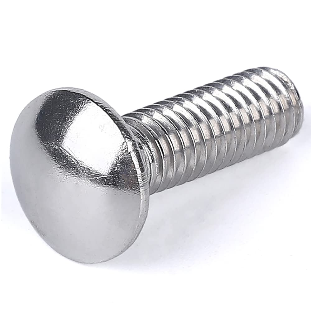 Cilky 10pcs Square Round Head Bolt M4/M6 Carriage Bolt Neck Carriage Bolt 304 Stainless Steel Round Head Square Metal Screws(M6*30mm)