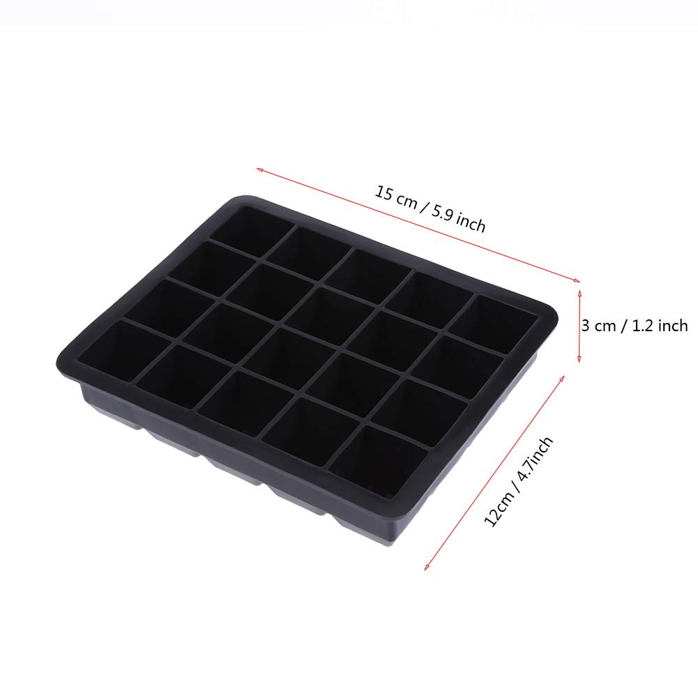 QANYEGN 20 Compartment Silicone Ice Cubes Tray, Silicone Ice Cubes Trays, Easy To Release, Easy To, for Cocktails, Whiskey(Black)