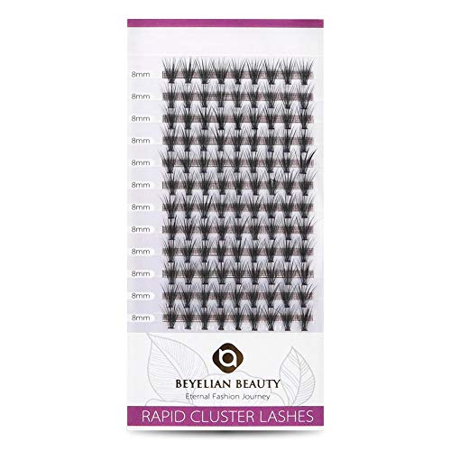 BEYELIAN Cluster Individual Lashes Mix Thickness .03 .07 Fluffy Single Eyelashes 30 Roots Black Natural Effect Lightweight Wispy Lash DIY Makeup Short 8mm