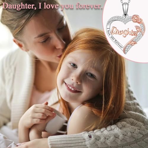 Nana Mom Daughter Necklace Gifts for Nana Grandma Grandmother Mom Daughter, To My Nana Mom Daughter Rose Heart Pendant Necklace Gifts -Birthday Christmas Wedding Retirement Gifts for Women Teen Girls Her2