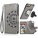 iPhone 8 Plus Case,iPhone 7 Plus Flip Embossed Leather Wallet Cases with Protective Detachable Slim Case Fit Car Mount,CASEOWL Mandala Flower Design with Card Slots, Strap for iPhone 7/8 Plus[Gray]