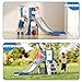 Glaf Toddler Slide 6 in 1 Indoor Playground Outdoor Playset for Kids Toddlers Age 1-3 Baby Slide with Basketball Hoop and Ball Storage Space and Telescope Freestanding Climber Slides Toys (Blue)