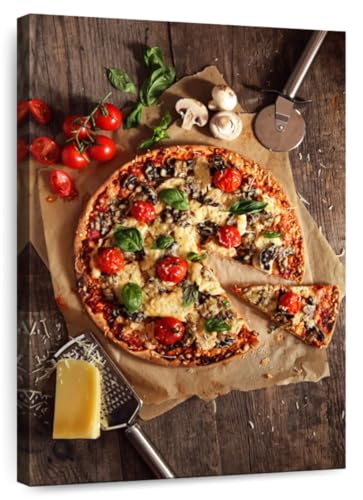 ElephantStock - Cheesy Handmade Pizza Wall Art - Vertical Canvas