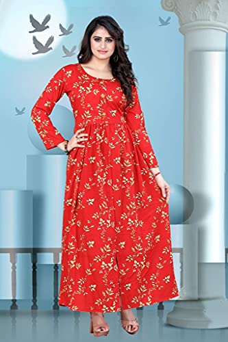 Image of H.E HAMZA ENTERPRISER Printed Crepe Material Brown Western Dress For Women