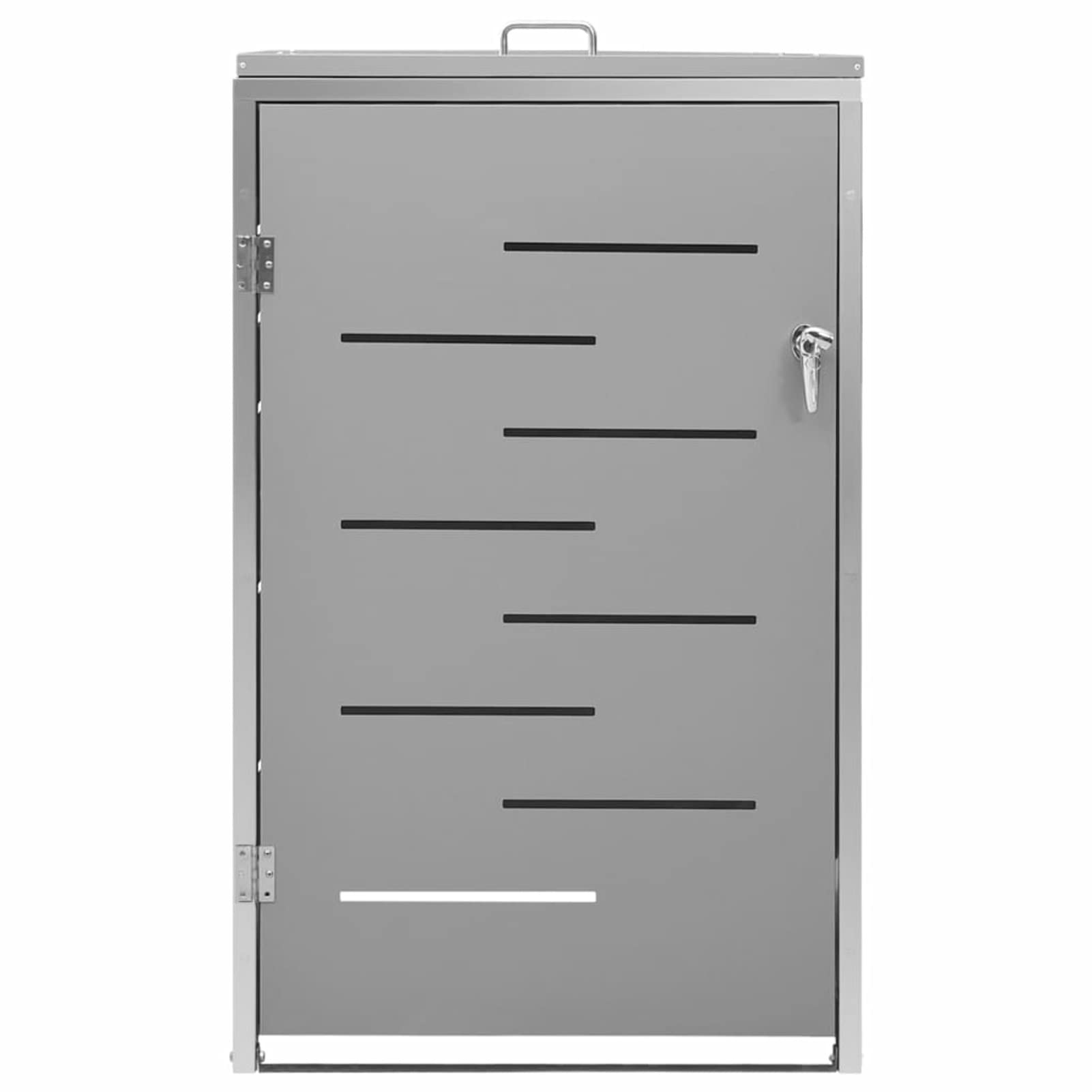 SECOLI mülltonnenbox 1 tonnen 1er mülltonnenbox mülltonnenbox 1er 242l mülltonnenbox Metall Abschließbar Edelstahl-Grau-1 Tonne-69x77,5x115 cm