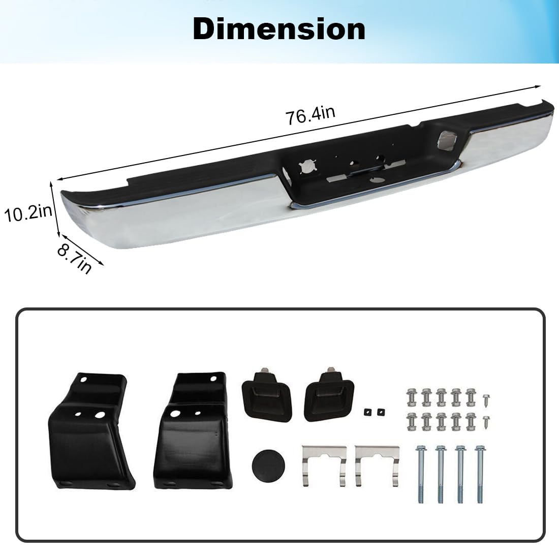 Chrome Rear Step Bumper Fit for - Product View