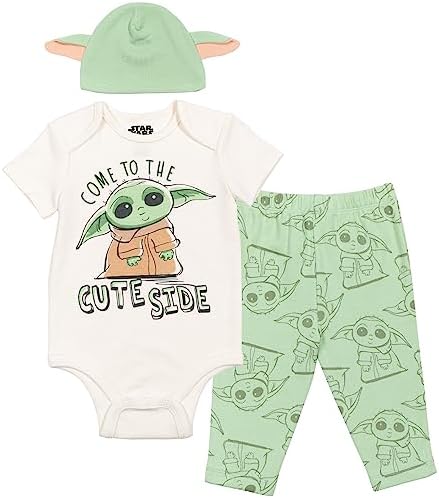 STAR WARS Millennium Falcon Chewbacca Darth Vader Baby 3 Piece Outfit Set: Cuddly Bodysuit Pants Hat Newborn to Infant