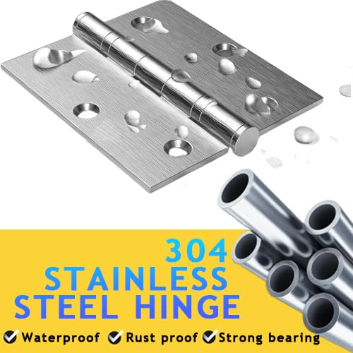 PuShen Door Hinges 3 Pack 3.5 Inch with Square Corner, 304 Stainless Steel Hinges Silent Ball Bearing Interior Door Hinge for Bedroom, Bathroom, Standard Residential Door Hinge